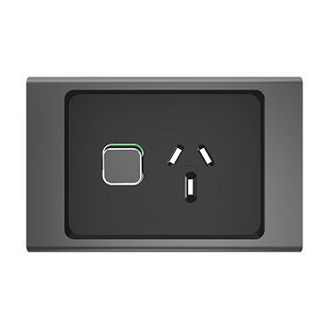 CLIPSAL ICONIC STYL SILVER SHADOW 10A SINGLE POWERPOINT SKIN S3015C-SH