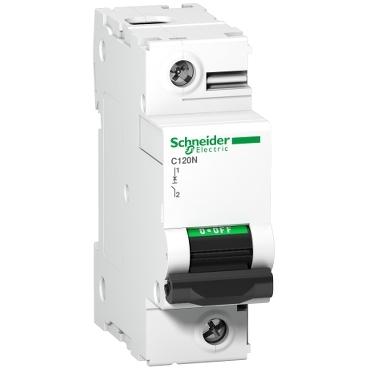 SCHNEIDER ACTI9 1 POLE 100A MINIATURE CIRCUIT BREAKER 1OkA C CURVE A9N18358