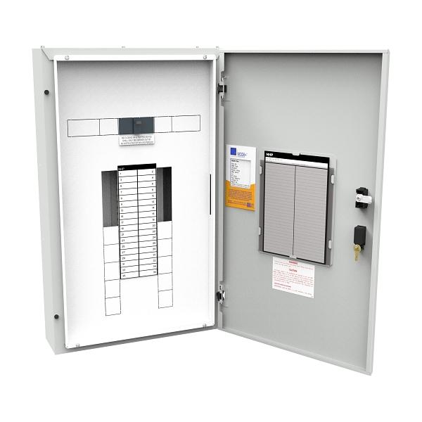 NHP MOD6+ ONE 36WAY IP40 PANEL BOARD LIGHT GREY WITH 250A ISOLATOR MAIN SWITCH MD6PO36M250LG