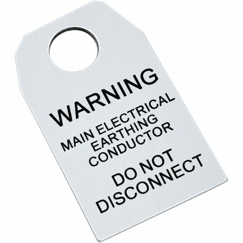 MAIN EARTH WARNING TAG MEWT