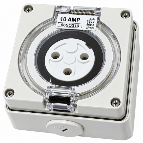 NEXE 3 PIN 10A ROUND SOCKET OUTLET 66SO310