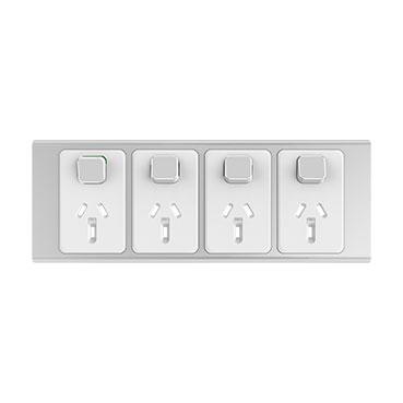 CLIPSAL ICONIC STYL SILVER 10A QUAD POWERPOINT SKIN S3025/4C-SV