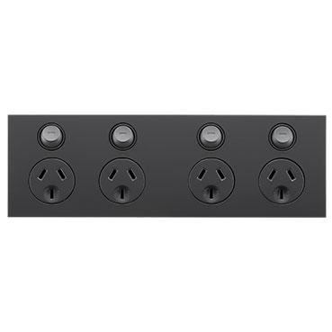CLIPSAL SATURN ZEN BLACK 10A QUAD POWERPOINT Z4025H2-ZB