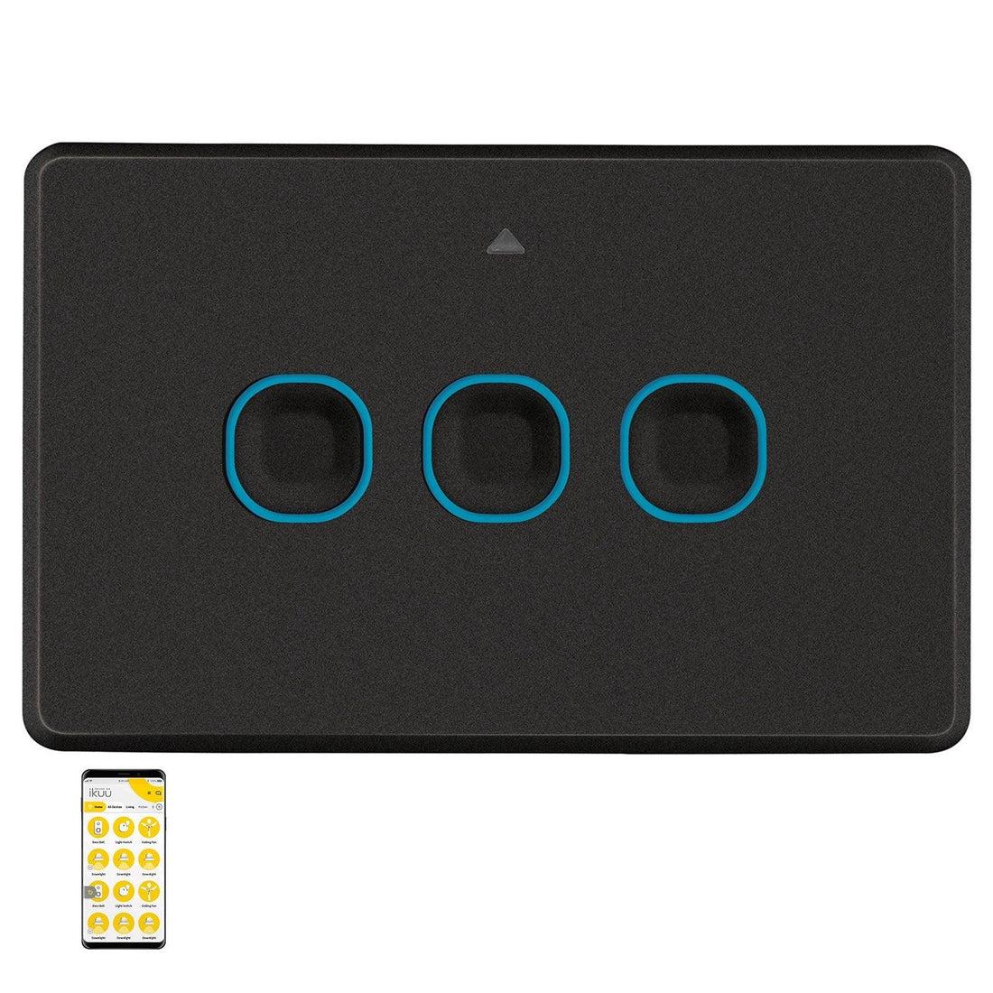 MERCATOR IKUU ZIGBEE 3 GANG SMART SWITCH MATT BLACK SSW03GMBK