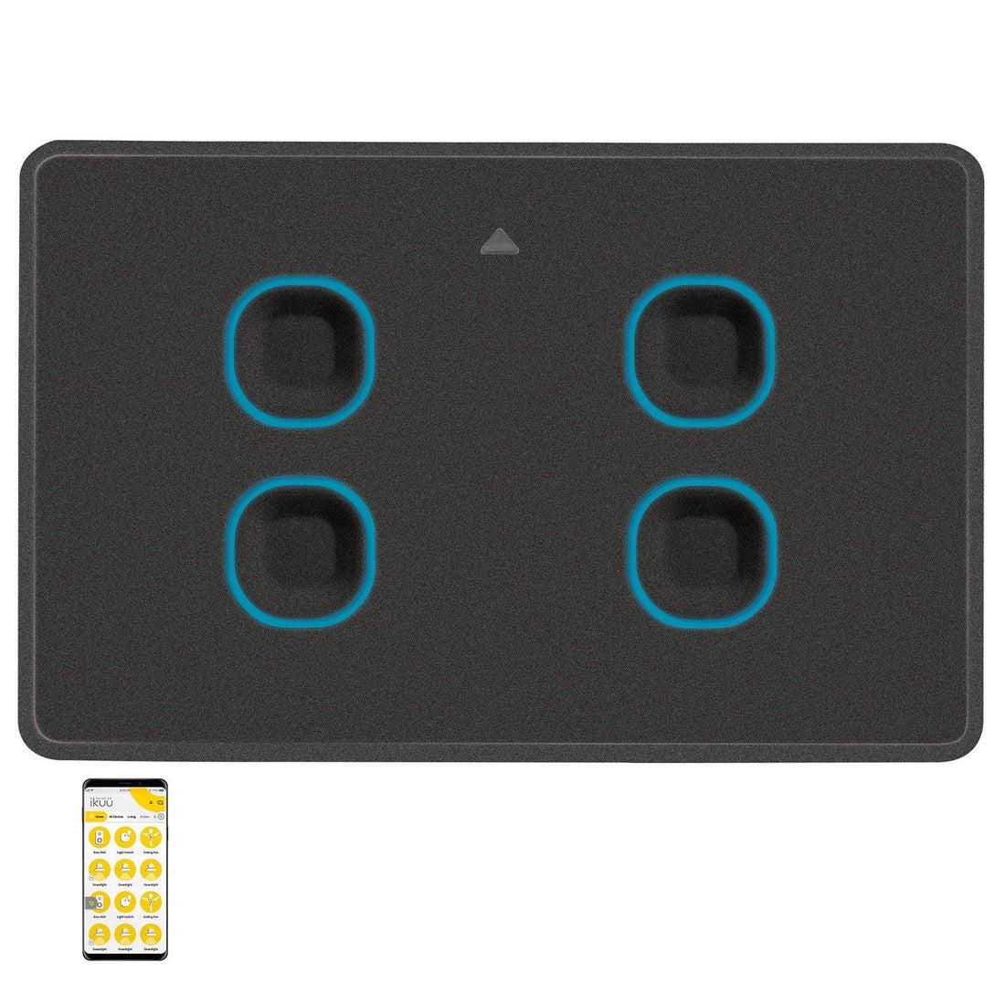 MERCATOR IKUU ZIGBEE 4 GANG SMART SWITCH MATT BLACK SSW04GMBK
