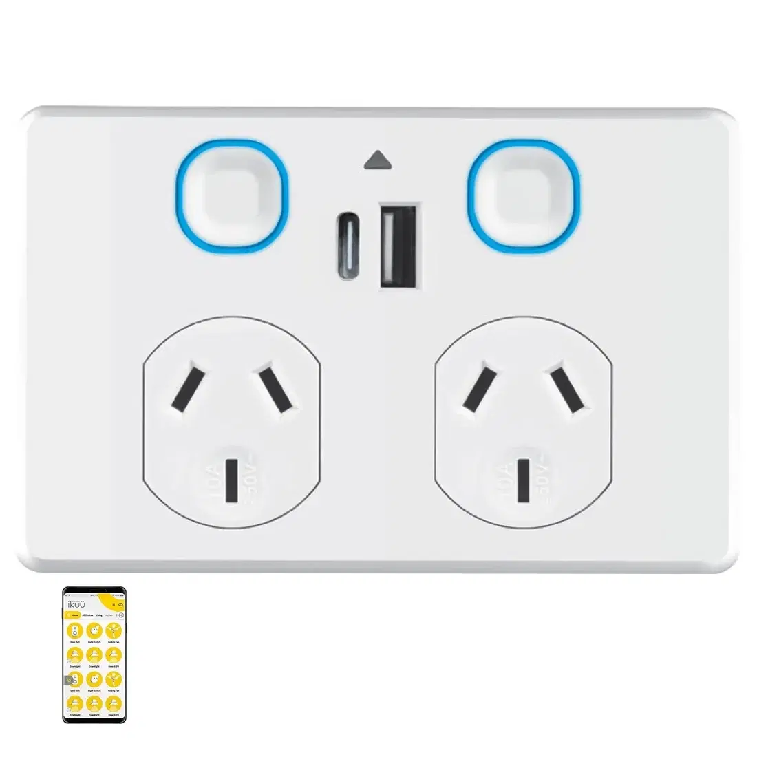 MERCATOR IKUU ZIGBEE 10A DOUBLE POWERPOINT WITH USB A+C SPPUSB02GC-ZB