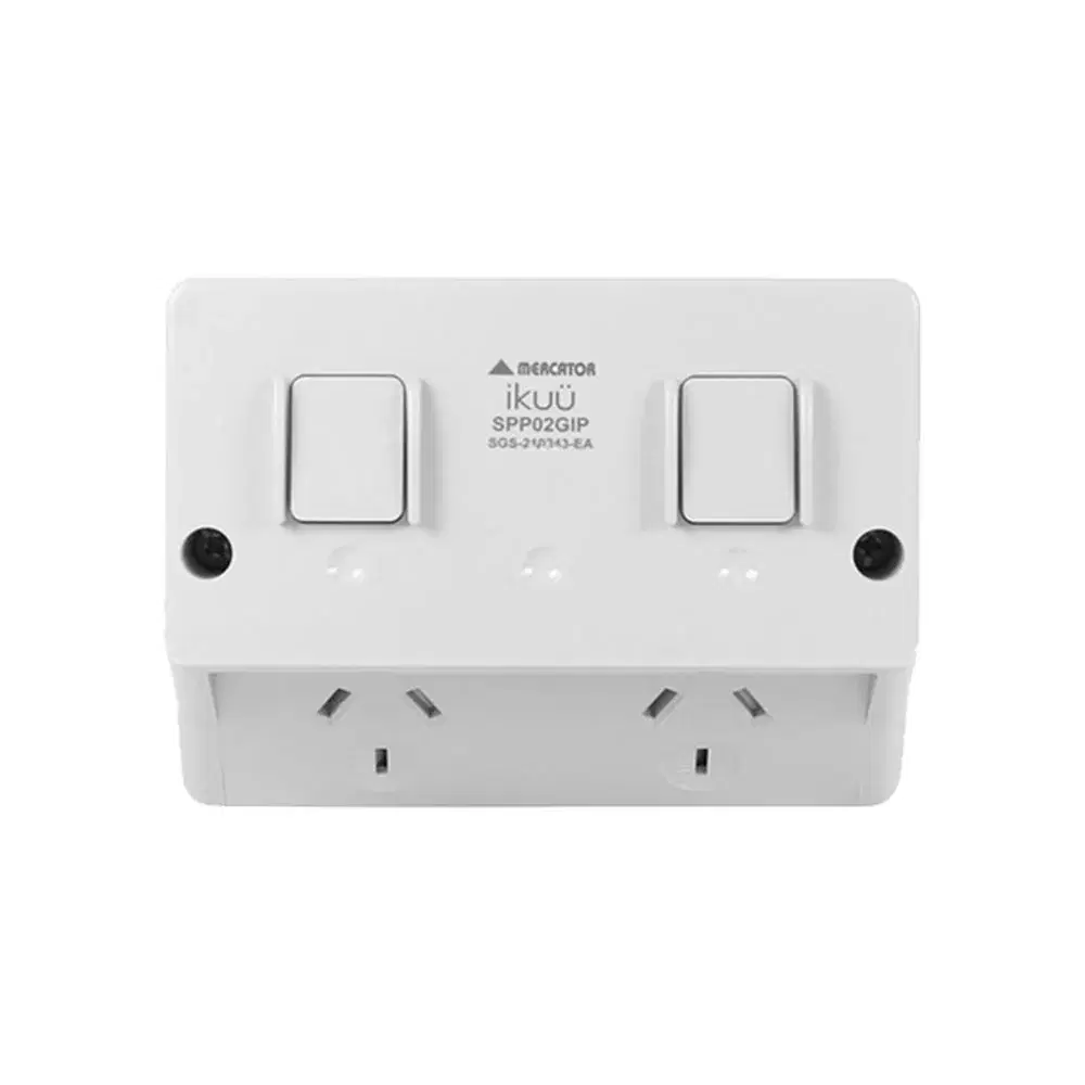 MERCATOR IKUU ZIGBEE IP54 10A DOUBLE OUTDOOR POWERPOINT SPP02GIP