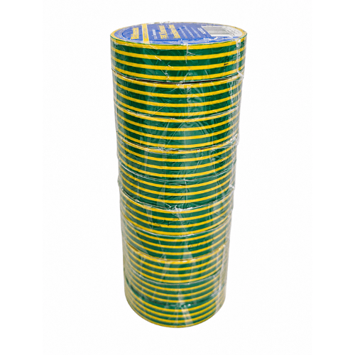 WATTMASTER PVC GREEN&YELOOW ELECTRICAL INSULATION TAPE PACK OF 10 WATPVCGYLT