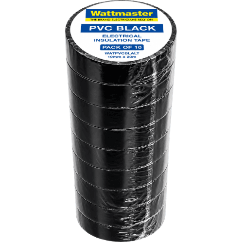 WATTMASTER PVC BLACK ELECTRICAL INSULATION TAPE PACK OF 10 WATPVCBLALT