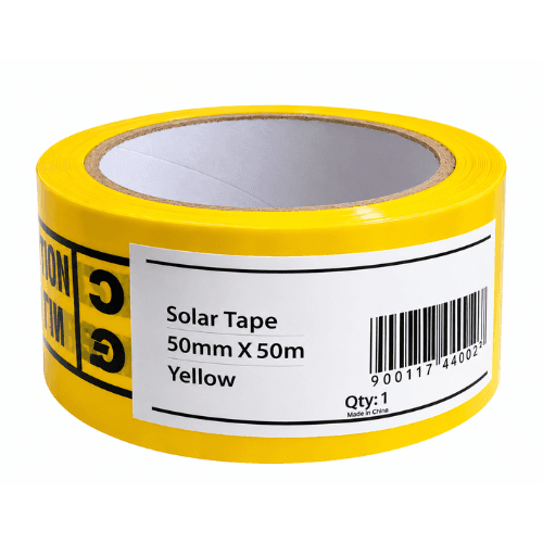SOLAR DC CABLE WARNING TAPE - YELLOW 50MM X 50M