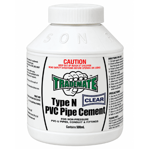 TRADEMATE PIPE CEMENT PVC CLEAR TYPE N 500ML (A5427)