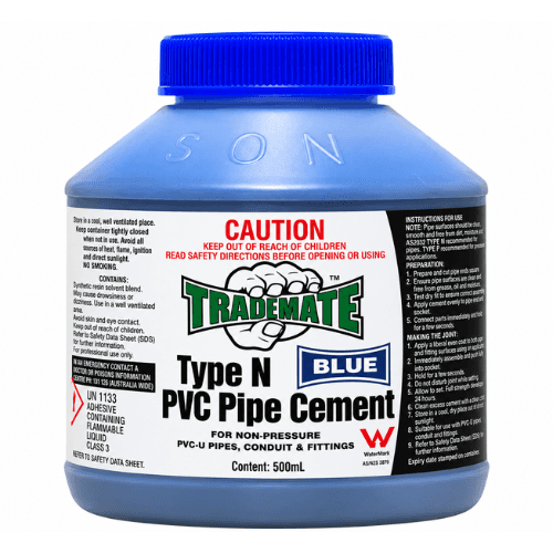 TRADEMATE PIPE CEMENT PVC BLUE TYPE N 500ML A5422