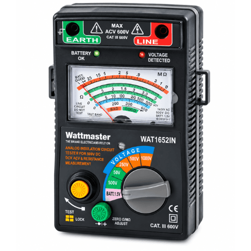 WATTMASTER ANALOGUE INSULATION TESTER 1000V 0-400MΩ WAT1652IN