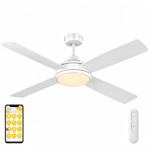 MERCATOR ANOVA WHITE 132CM DC IKUU SMART WI-FI CEILING FAN WITH LIGHT AND REMOTE FC1148WHWIFI