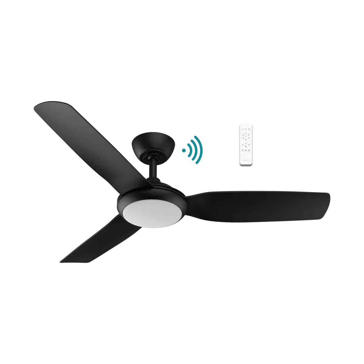 MARTEC VIPER DC 3 BLADE MATT BLACK 52″ SMART WI-FI CEILING FAN WITH LIGHT AND REMOTE MVDC1333M