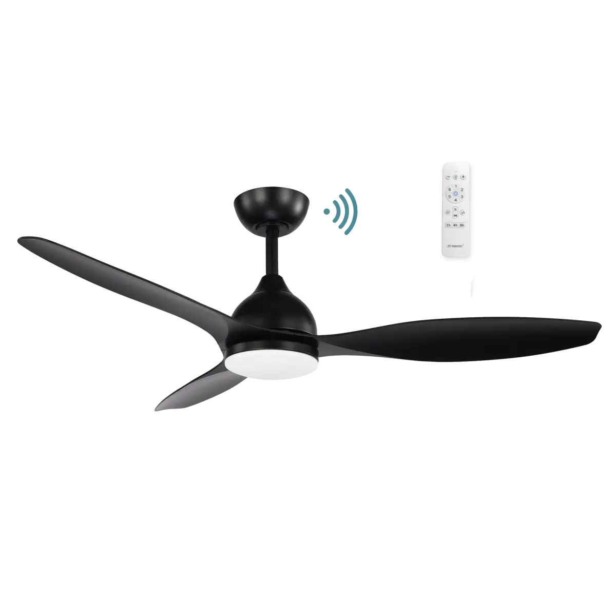 MARTEC ELITE DC MATT BLACK AND WALNUT 52″ SMART WI-FI CEILING FAN WITH LIGHT AND REMOTE MEDC1333MW