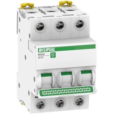 CLIPSAL MAX9 3 POLE 25A MINIATURE CIRCUIT BREAKER 6KA MX9MC325