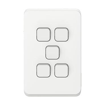 CLIPSAL ICONIC VIVID WHITE 5 GANG SKIN 3045C-VW