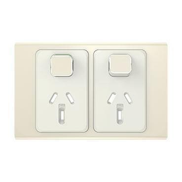 CLIPSAL ICONIC STYL SILVER SHADOW 10A DOUBLE POWERPOINT SKIN S3025C-SH