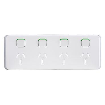 CLIPSAL ICONIC EXTRA WHITE 10A QUAD POWERPOINT SKIN 3015/4C-XW