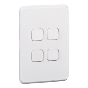 CLIPSAL ICONIC EXTRA WHITE 4 GANG SKIN 3044C-XW