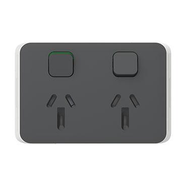 CLIPSAL ICONIC ANTHRACITE 10A DOUBLE POWERPOINT 3025C-AN