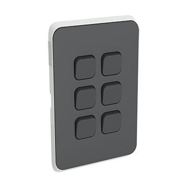 CLIPSAL ICONIC ANTHRACITE 6 GANG SKIN 3046C-AN