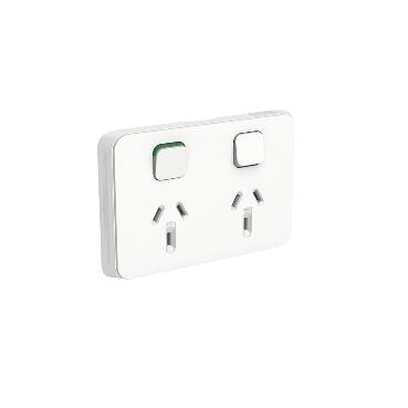 CLIPSAL ICONIC EXTRA WHITE 10A DOUBLE POWERPOINT 3025BLK50-XW