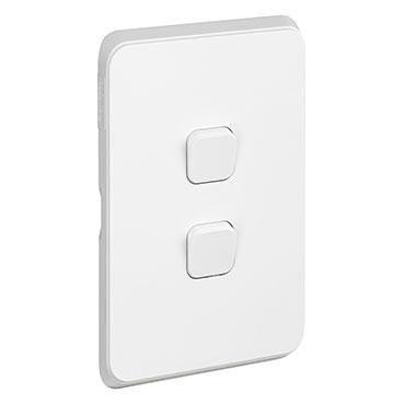 CLIPSAL ICONIC EXTRA WHITE 2 GANG SWITCH 3042VABLK50-XW