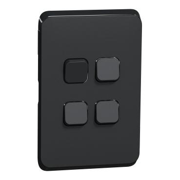 CLIPSAL ICONIC EXTRA BLACK 4 GANG SKIN 3044C-XB