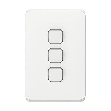 CLIPSAL ICONIC 3 GANG VERTICAL SWITCH 10A 3043VA-VW