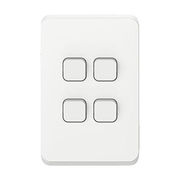 CLIPSAL ICONIC 4 GANG VERTICAL SWITCH 10A 3044VA-VW