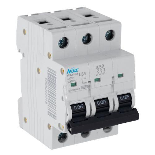NEXE 3 Pole 63A C Curve 6kA Miniature Circuit Breaker MCB NXCBC363A